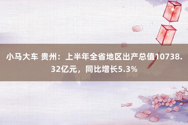 小马大车 贵州：上半年全省地区出产总值10738.32亿元，同比增长5.3%