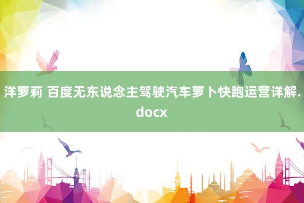 洋萝莉 百度无东说念主驾驶汽车萝卜快跑运营详解.docx