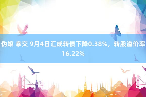 伪娘 拳交 9月4日汇成转债下降0.38%，转股溢价率16.22%